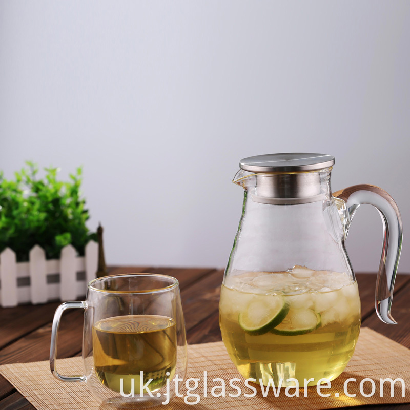 Ice Tea and Juice Beverage Glass Pitcher with Lid 